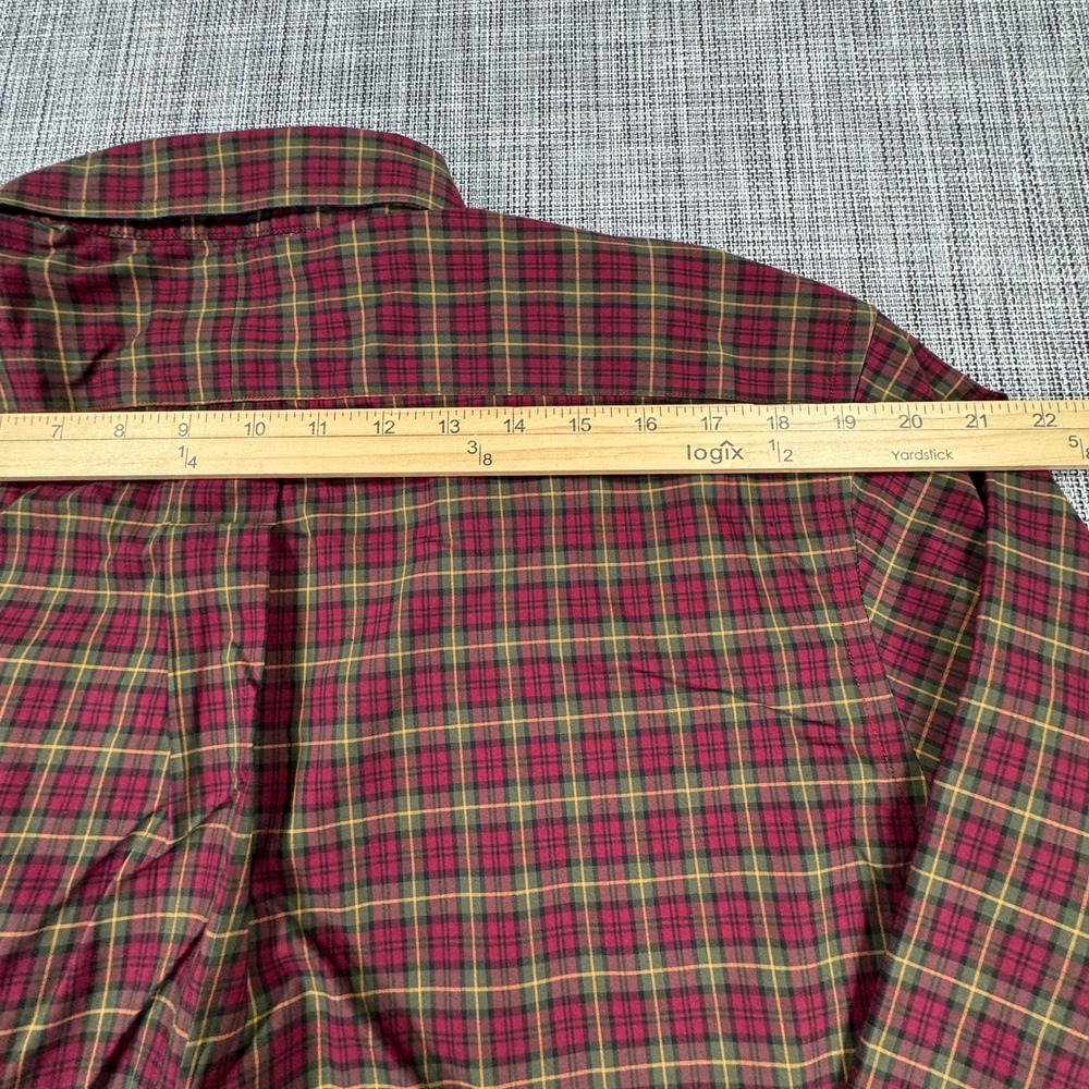 LL Bean Mens Shirt Wrinkle Resistant Traditional Fit Plaid Cotton Burgundy L REG - Picture 6 of 8
